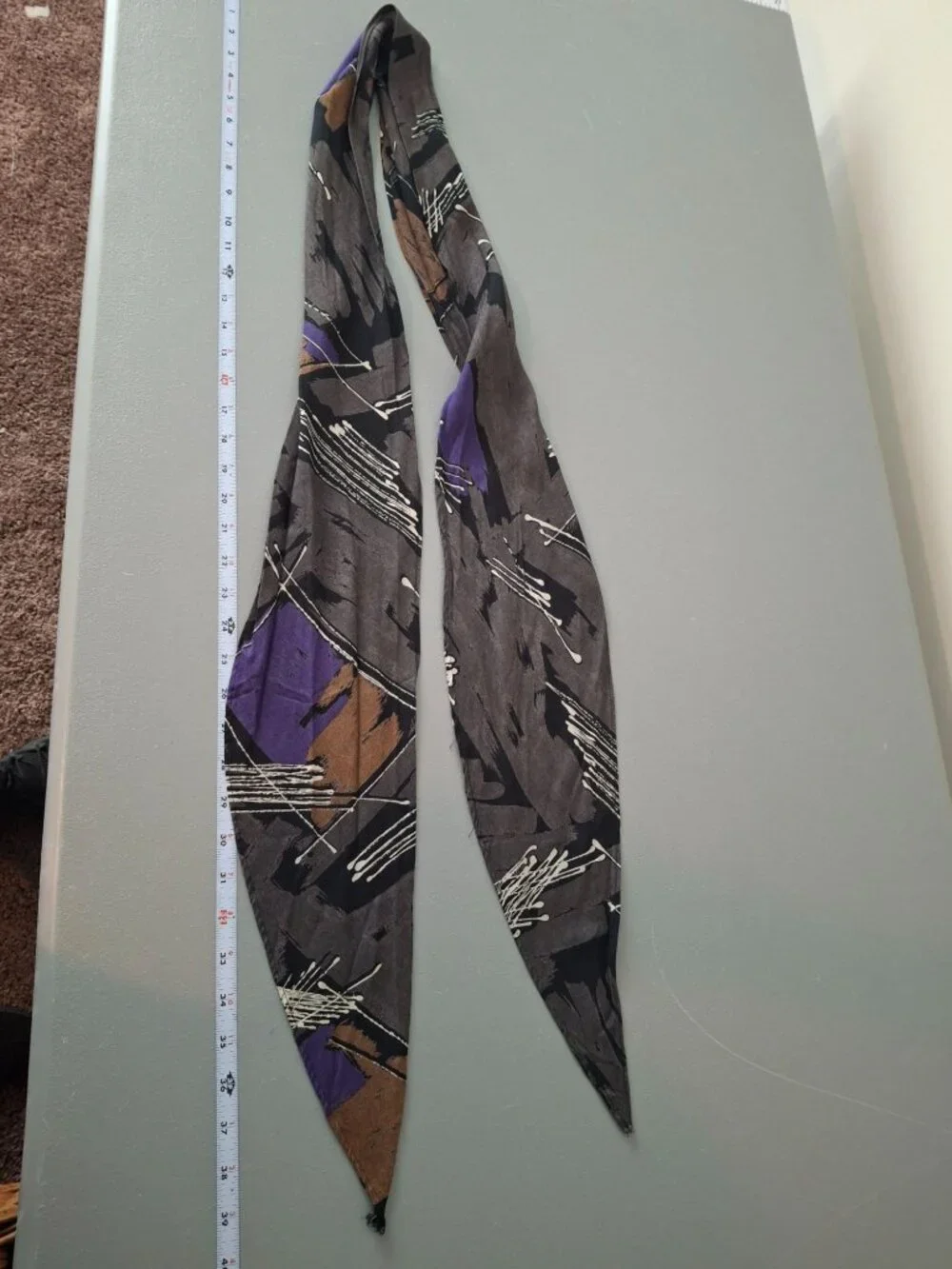 Womens Abstract Geometric Scarf Black Brown Purple Boho Artwear Quiet Luxury